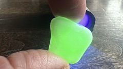 White & Clear Multi with Green UV Reactive Glow Seaham Surf-Tumbled Sea Glass
