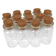 25 Mini Clear Craft Glass Bottles with Cork – 10ML – Empty Jar Small Message