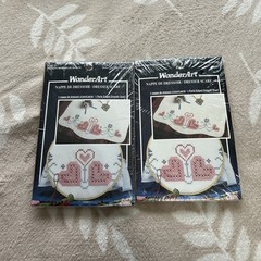 2 WonderArt Cross My Heart 15″ x 42″ Cross Stitch Dresser Scarf Sealed Package