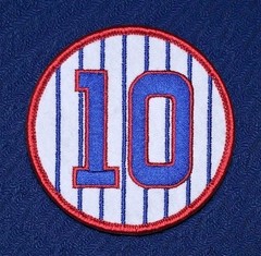 RON SANTO CHICAGO CUBS 2011 JERSEY PINSTRIPE NUMBER 10 MLB SPORTS IRON ON PATCH