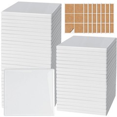 48 Pieces Sublimation Coasters Goh Dodd Glossy Ceramic Tiles Glazed Blanks Cork