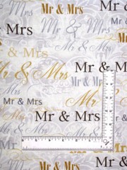 Wedding Mr. & Mrs. Fabric By The Yard Words Mr Mrs by Maria Kalinowski Benartex