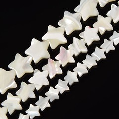 Iridescent White Mother of Pearl MOP Shell Star Beads 8mm to 15mm 15.5” Strand