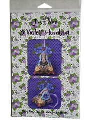 Just Nan 3 Violets Humbug Cross Stitch Pattern JN227 & Beads Bunny Rabbit