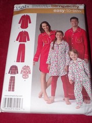 🌷 SIMPLICITY #1504 – ADULT – TEEN & CHILD NIGHTWEAR PATTERN XS-L / XS-XL FF