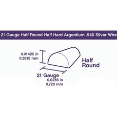 .940 Argentium Silver Wire | Half Round, Half Hard | 21 Gauge | 25|