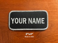 Custom (Personalized) Embroidered Name Patch Embroidery Name Tag Black/Grey