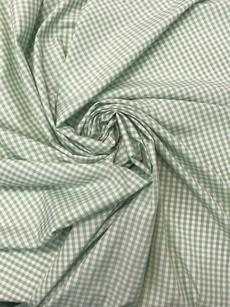 Sage Gingham Checkered 1/8” inch Fabric poly cotton 60” wide By Yard