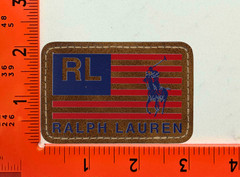 Polo Ralph Lauren Flag Brown Leather Patch Iron-On Sew-On Vintage Style