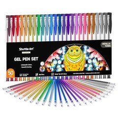 Metallic Gel Pens 50 Pack Set 25 Colors with 25 Refills Art Drawing