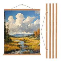 2 Set Magnetic Poster Hanger Frame, 24 Inch Wooden Magnet Frames, Brown