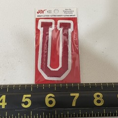 3” Tall “U” Red On White Letter Initial U Patch M010