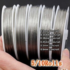 5/10Rolls Beading Wire Nylon-Coated Stainless Steel Clear 0.3-0.6mm Strong 7str