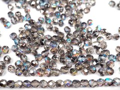 300 Preciosa Czech Glass Fire Polished Round Beads 6mm Crystal Graphite Rainbow