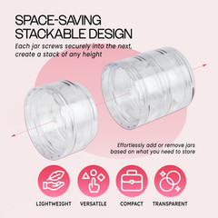 12 Pieces 10G/10ML Acrylic Stackable Clear Round Container Jar with Screw Cap