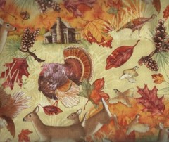 Country Fields outdoors wildlife fall leaves deer turkey Blue Hill fabric