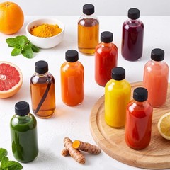 12 Pack, 2 oz Small Clear Glass Bottles w/Lid & 3 Funnels – 60ml Boston Shot …