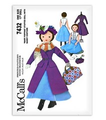 MARY POPPINS Doll Sewing Pattern McCalls 7432 Rag Dress Coat Skirt Crochet Scarf