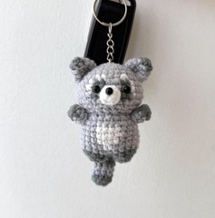 Crochet Raccoon Keychain, Amigurumi Raccoon, Plush Toy Keyring, Raccoon Gifts