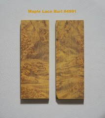 Stabilized Rich Golden Maple Lace Burl scales #4991, 6 1/8″ x 2 1/8″ x 7/16″