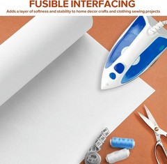 Light Weight 17in x 30yd White Iron On Non-Woven Fusible Interfacing, Single-…