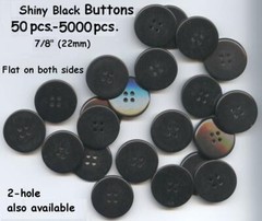 50 to 5000 pcs. of Black 4 hole BUTTONS 7/8″ New 22mm for Medical Headbands