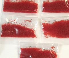 RARE TINY Antique/Vintage Micro Seed Beads-20/0 Medium Transparent Red-3.9g bags