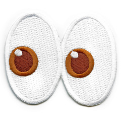 Side Looking Eyes Iron On Embroidered Patch