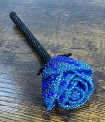 Women’s Day Mother’s Day Best Gift Handmade Beaded Rose With Stem – Black & Blue