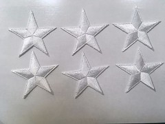 star patches white appliques 2″ size star patches 6 piece lot 6 stars iron on 2″