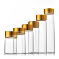 Wholesale Bulk Buy: Clear Empty Glass Bottles With Aluminum Gold Line Caps