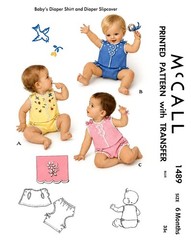 Baby’s Diaper Shirt & Diaper Slipcover Sewing Pattern McCall 1489 1940’s