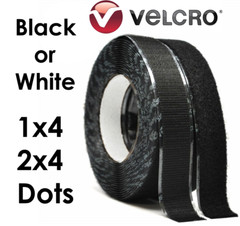 VELCRO® Self Adhesive Hook and Loop Strip Black White Heavy Duty 1″ x 2″, 4″ Dot