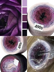 490g Cotton Tencel Sultan Ombre Cake Yarn White Pink Purple Black 2350 Meters