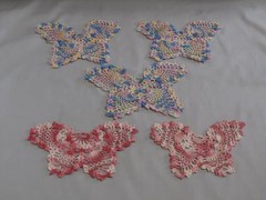 5 Hand Crocheted Butterfly Doilies Decorative Accessories Pink White Multi Color