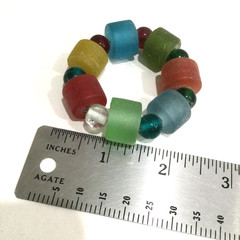 8 Glass Bead Napkin Rings, Multicolor Translucent Satin & Glossy Beads, Jewelry