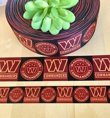7/8 & 1.5 (1 YD) Washington Commanders Grosgrain Ribbon Football Cheer Bow