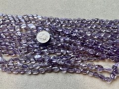 2 Strands 6-9mm X 5mm Oval Amethyst Polished Gemstone Loose Beads 15” Jewelry