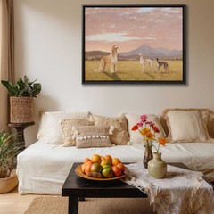 Oil Painting Landscape Dog Artwork Afghan Hound Saluki Canvas Print Wall Decor