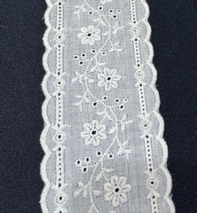 Vintage Floral Embroidery Cotton Lace Eyelet Trim 3yds White Lot 187 2.25″ wide