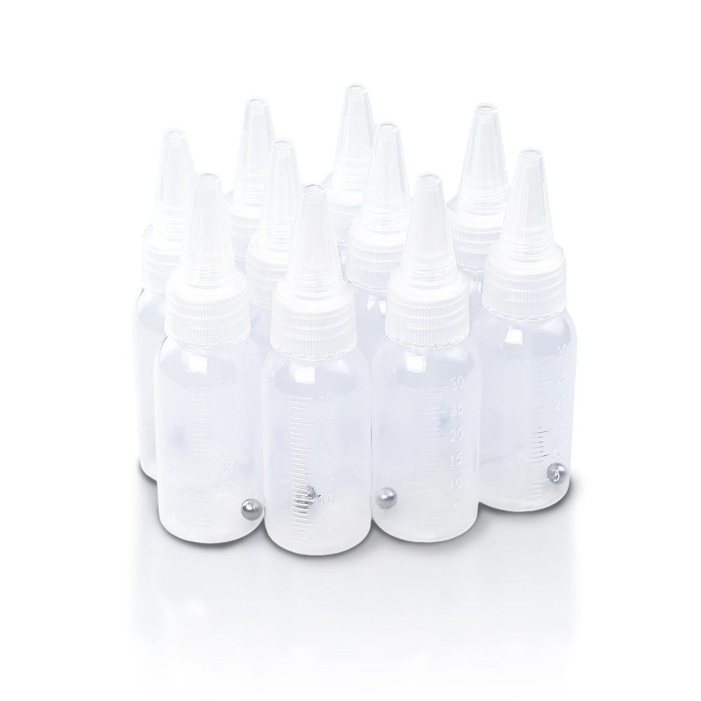 Flylin 10Pcs Paint Bottle, 30ml Empty Airbrush Bottles 1 Ounces, transparent