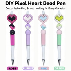 DIY Beadable Pen Kit Custom Beaded Pen Pixel Heart Bead Pen Ballpoint 24 Pieces
