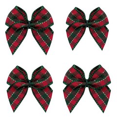 50pcs Mini Gingham Ribbon Bows Checkered Ribbon Flowers Plaid Ribbon Bow Appliqu