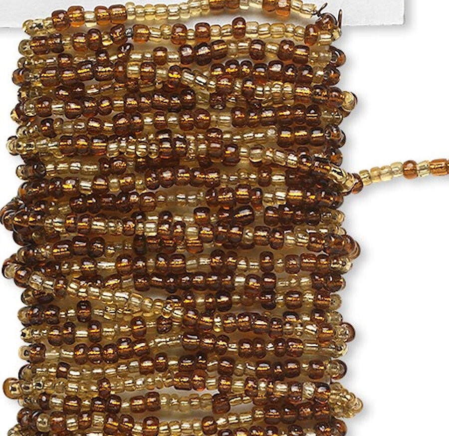 Beaded Wire, 15 Feet Pre-Strung Silver Lined Light Gold & Brown Glass Seed Bead*