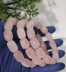 Madagascar Rose Quartz Smooth Round Beads Barrel Bracelets 1pc