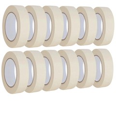 Masking Tape 1 inch 12 Pack, Adhesive Painting Tape Bulk for General Purpose Use