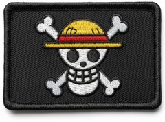 Straw Hat Pirate Flag Embroidered Morale Patch – 2PC Hook Backing 3″X2″