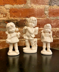 3 Vintage Ceramic Bisque One Boy & Two Girls Ready to Paint