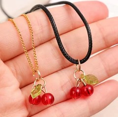 50x Cherry Charms Pendant Glass DIY Jewelry Red Kawaii Keychain