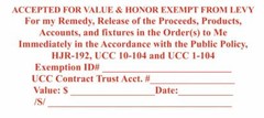 Accepted For Value & Honor Exempt From Levy Self ink Stamp- Red ink- USA SELLER
